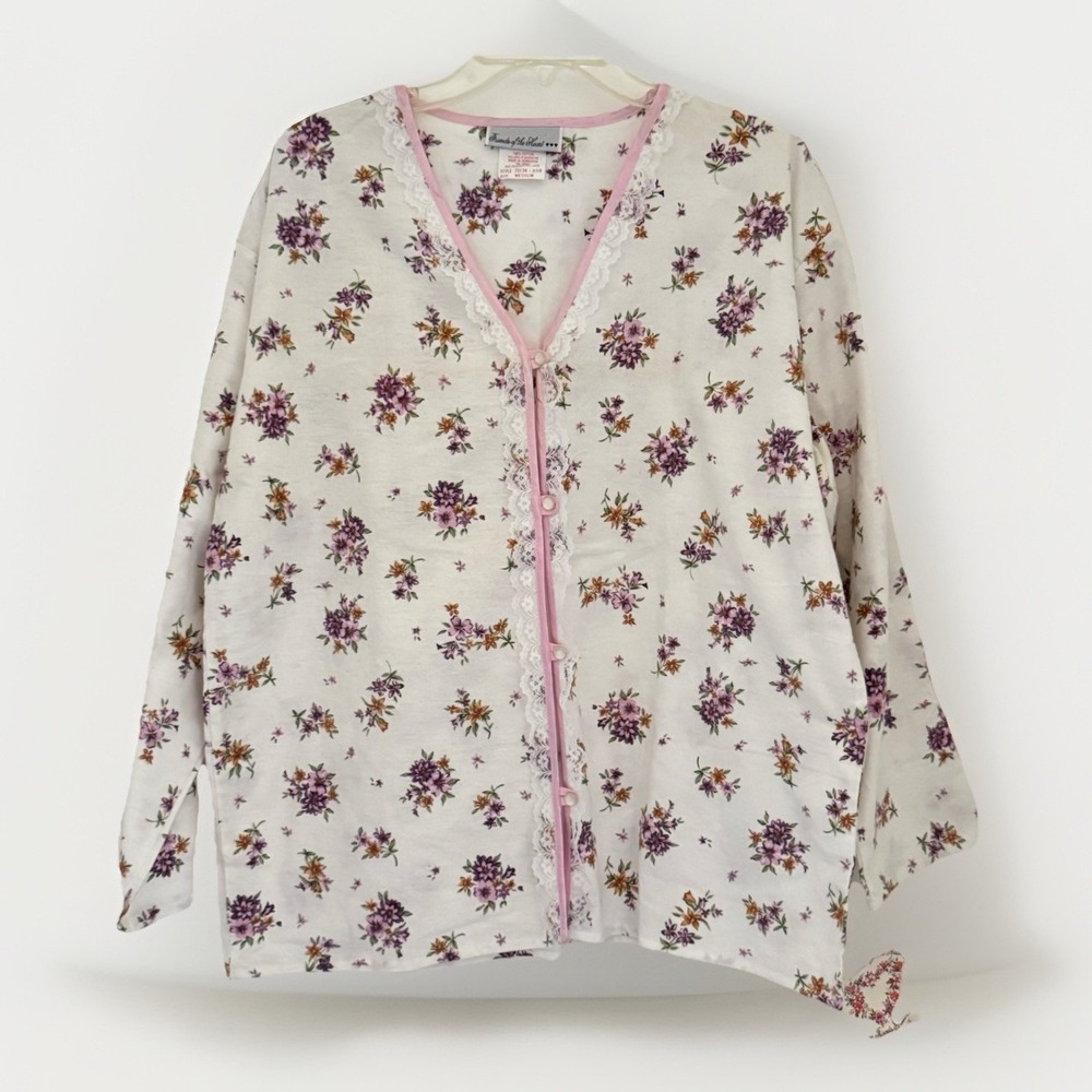 FRIENDS OF THE HEART Top Womens M Floral 100% Cotton Floral Whimsical Pajama NEW